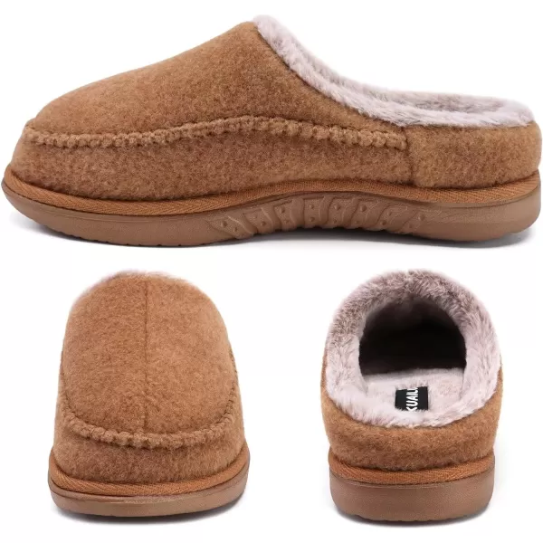 KuaiLu Mens Clog Slippers with Comfy Memory Foam Slippers Warm Faux Fur Slip on Houes Shoes Indoor Rubber Sole)