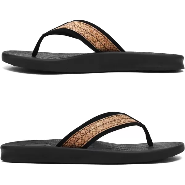 KuaiLu Mens Flip Flops Arch Support Comfortable Waterproof Open Toe Summer Beach Leather Thong Sandals Cushion Slip on Slippers