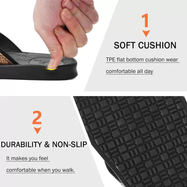 KuaiLu Mens Flip Flops Arch Support Comfortable Waterproof Open Toe Summer Beach Leather Thong Sandals Cushion Slip on Slippers