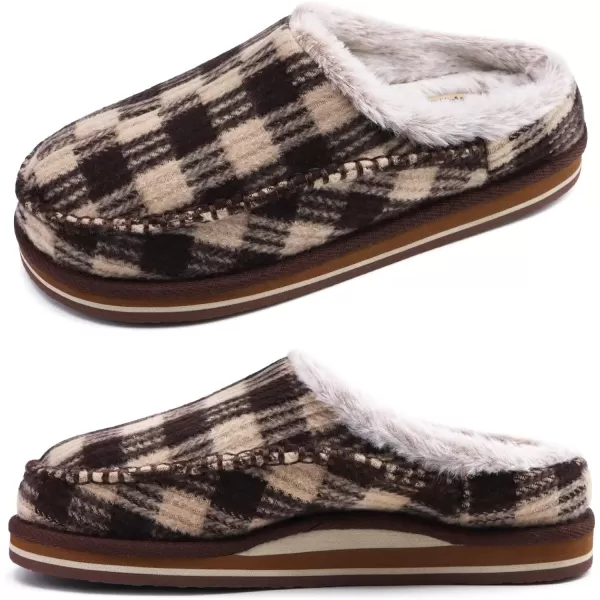 KuaiLu Mens Memory Foam Clog Slippers Comfy Handmade Stitch Microsuede Slip-on House Shoes With Arch Support Warm Faux Fur Lined Rubber Sole Indoor Outdoor