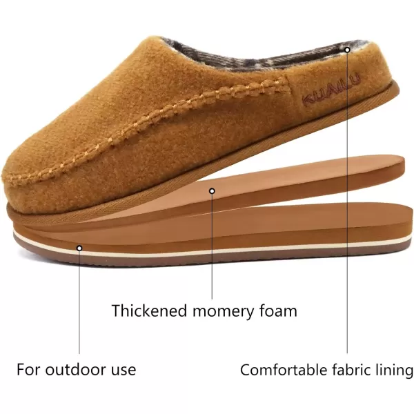 KuaiLu Mens Memory Foam Clog Slippers Comfy Handmade Stitch Microsuede Slip-on House Shoes With Arch Support Warm Faux Fur Lined Rubber Sole Indoor Outdoor