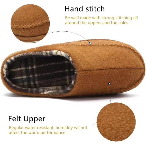 KuaiLu Mens Memory Foam Clog Slippers Comfy Handmade Stitch Microsuede Slip-on House Shoes With Arch Support Warm Faux Fur Lined Rubber Sole Indoor Outdoor
