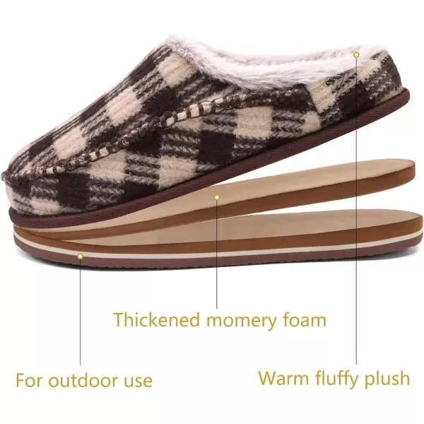 KuaiLu Mens Memory Foam Clog Slippers Comfy Handmade Stitch Microsuede Slip-on House Shoes With Arch Support Warm Faux Fur Lined Rubber Sole Indoor Outdoor