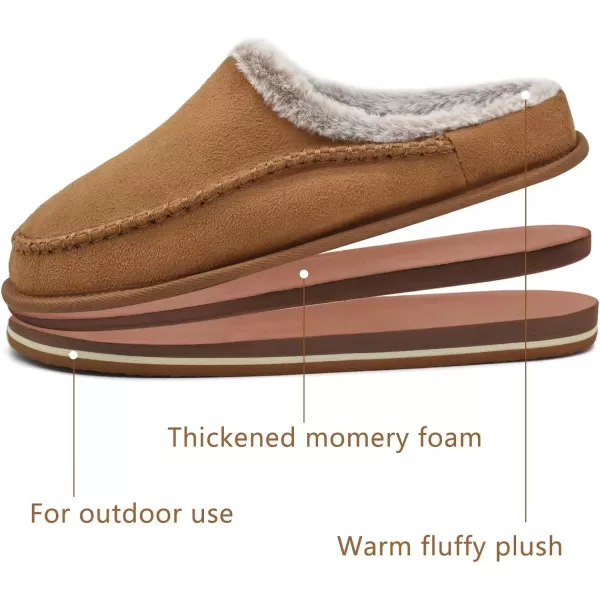 KuaiLu Mens Memory Foam Clog Slippers Comfy Handmade Stitch Microsuede Slip-on House Shoes With Arch Support Warm Faux Fur Lined Rubber Sole Indoor Outdoor