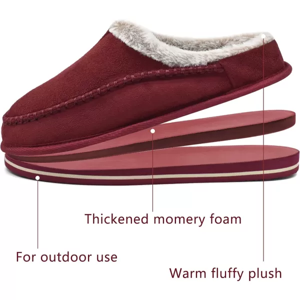 KuaiLu Mens Memory Foam Clog Slippers Comfy Handmade Stitch Microsuede Slip-on House Shoes With Arch Support Warm Faux Fur Lined Rubber Sole Indoor Outdoor
