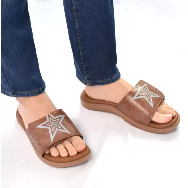 KuaiLu Mens Slides Soft Cushion Sport Sandals with Plantar Fasciitis Arch Support Adjustable Open Toe Summer Slippers Slip on Indoor Outdoor Size 7-15