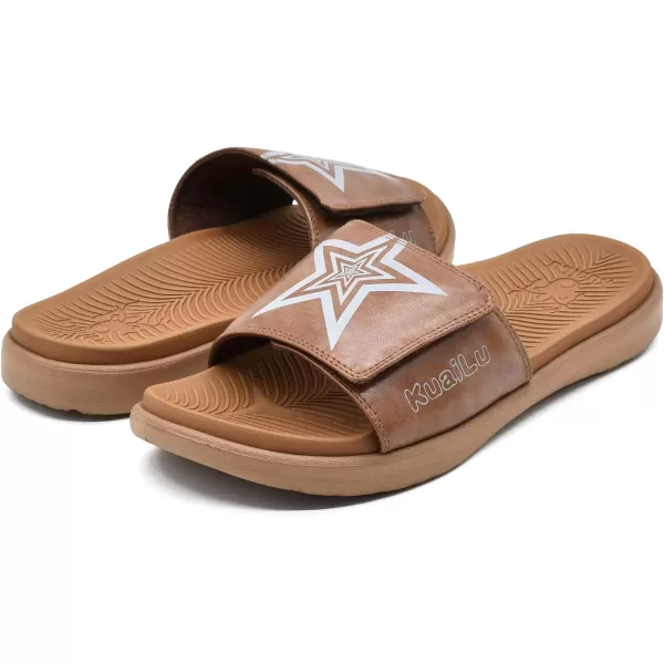 KuaiLu Mens Slides Soft Cushion Sport Sandals with Plantar Fasciitis Arch Support Adjustable Open Toe Summer Slippers Slip on Indoor Outdoor Size 7-15
