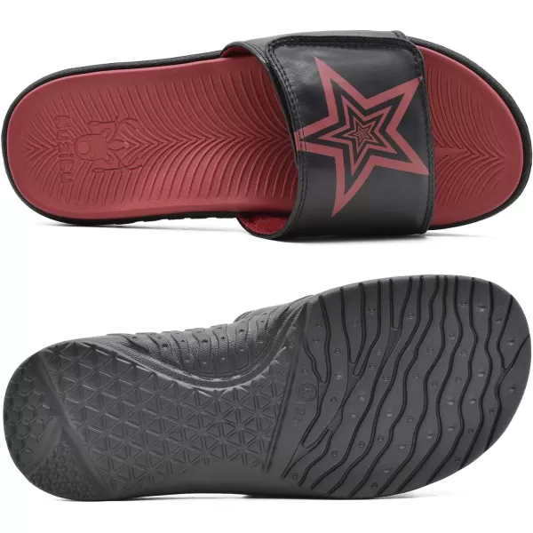 KuaiLu Mens Slides Soft Cushion Sport Sandals with Plantar Fasciitis Arch Support Adjustable Open Toe Summer Slippers Slip on Indoor Outdoor Size 7-15