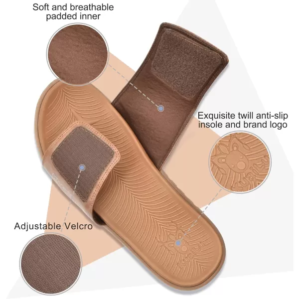 KuaiLu Mens Slides Soft Cushion Sport Sandals with Plantar Fasciitis Arch Support Adjustable Open Toe Summer Slippers Slip on Indoor Outdoor Size 7-15