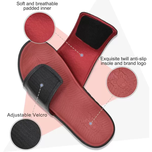 KuaiLu Mens Slides Soft Cushion Sport Sandals with Plantar Fasciitis Arch Support Adjustable Open Toe Summer Slippers Slip on Indoor Outdoor Size 7-15