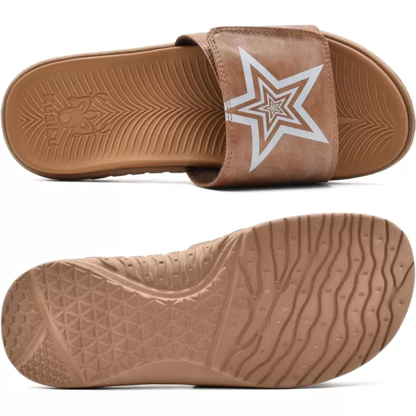 KuaiLu Mens Slides Soft Cushion Sport Sandals with Plantar Fasciitis Arch Support Adjustable Open Toe Summer Slippers Slip on Indoor Outdoor Size 7-15
