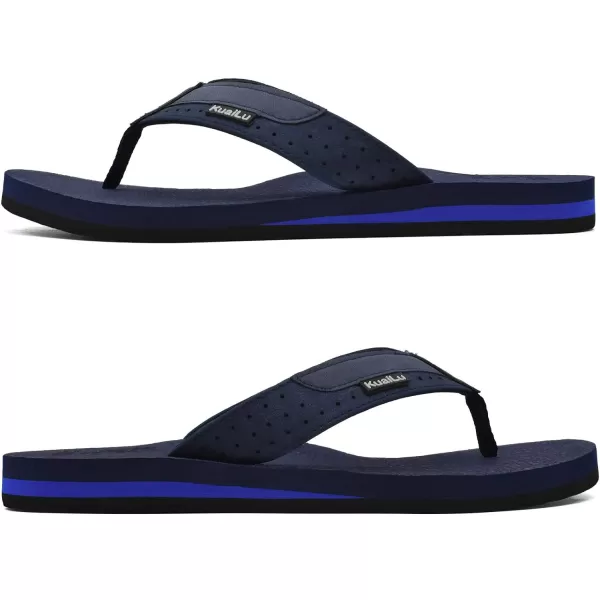 KuaiLu Men's Yoga Mat Leather Flip Flops Thong Sandals with Arch Support