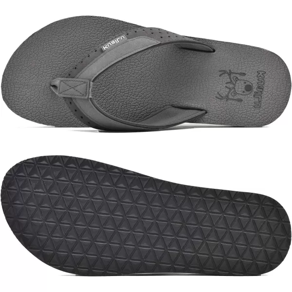 KuaiLu Men's Yoga Mat Leather Flip Flops Thong Sandals with Arch Support