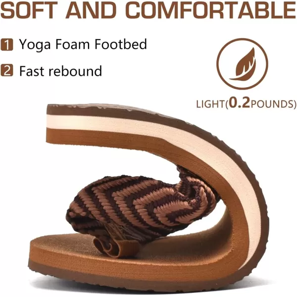 KuaiLu Men's Yoga Mat Leather Flip Flops Thong Sandals with Arch Support