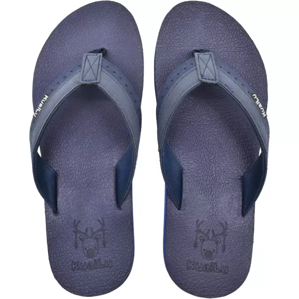 KuaiLu Men's Yoga Mat Leather Flip Flops Thong Sandals with Arch Support