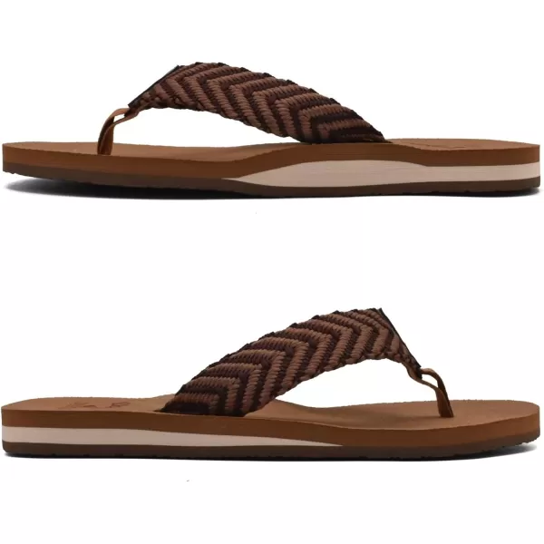 KuaiLu Men's Yoga Mat Leather Flip Flops Thong Sandals with Arch Support