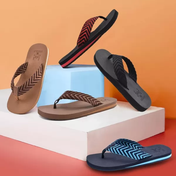 KuaiLu Men's Yoga Mat Leather Flip Flops Thong Sandals with Arch Support