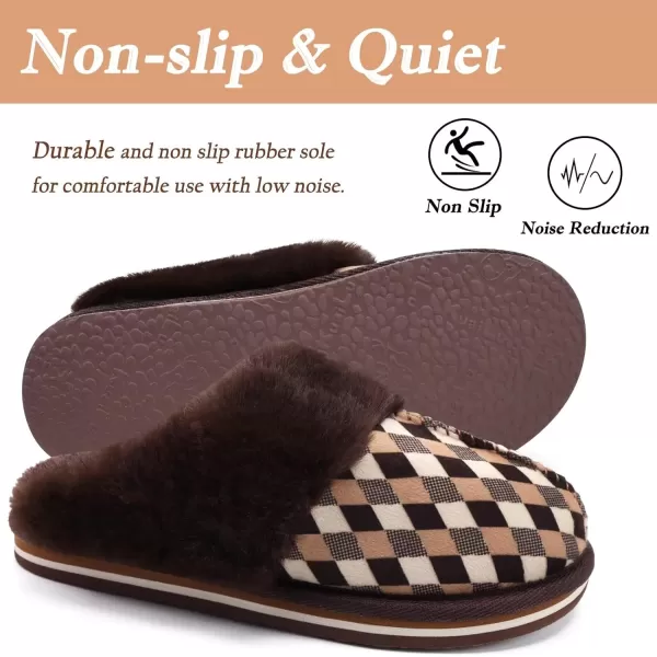 KuaiLu Womens Fluff Dual Memory Foam Slippers Ladies Cozy Arch Support Warm Scuff Slippers Slip on Comfy Winter House Shoes with Non-Slip Indoor Outdoor Hard Sole
