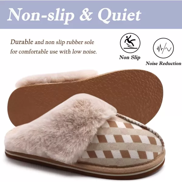 KuaiLu Womens Fluff Dual Memory Foam Slippers Ladies Cozy Arch Support Warm Scuff Slippers Slip on Comfy Winter House Shoes with Non-Slip Indoor Outdoor Hard Sole