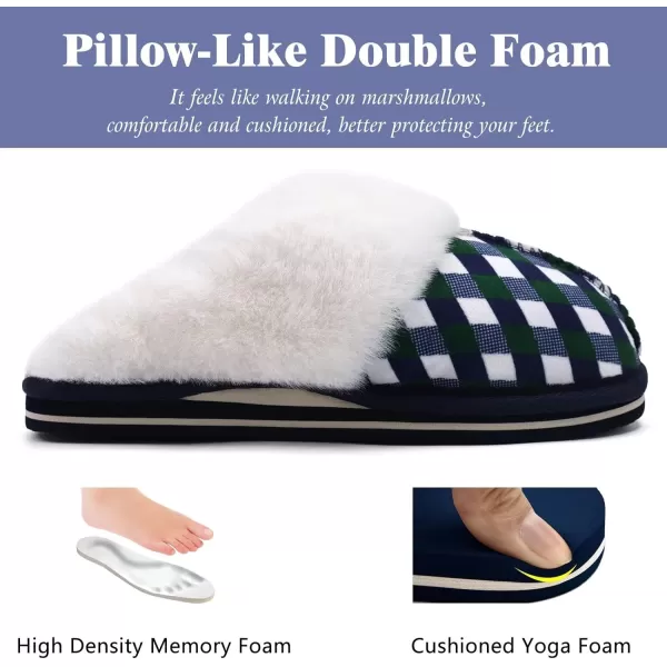 KuaiLu Womens Fluff Dual Memory Foam Slippers Ladies Cozy Arch Support Warm Scuff Slippers Slip on Comfy Winter House Shoes with Non-Slip Indoor Outdoor Hard Sole