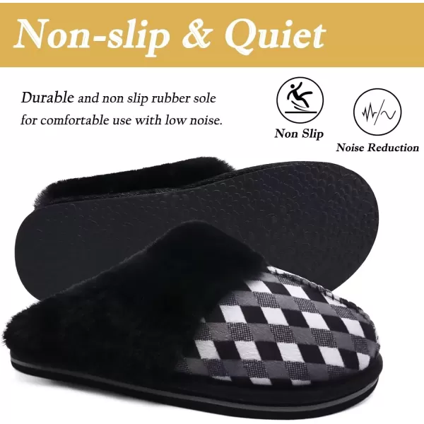 KuaiLu Womens Fluff Dual Memory Foam Slippers Ladies Cozy Arch Support Warm Scuff Slippers Slip on Comfy Winter House Shoes with Non-Slip Indoor Outdoor Hard Sole