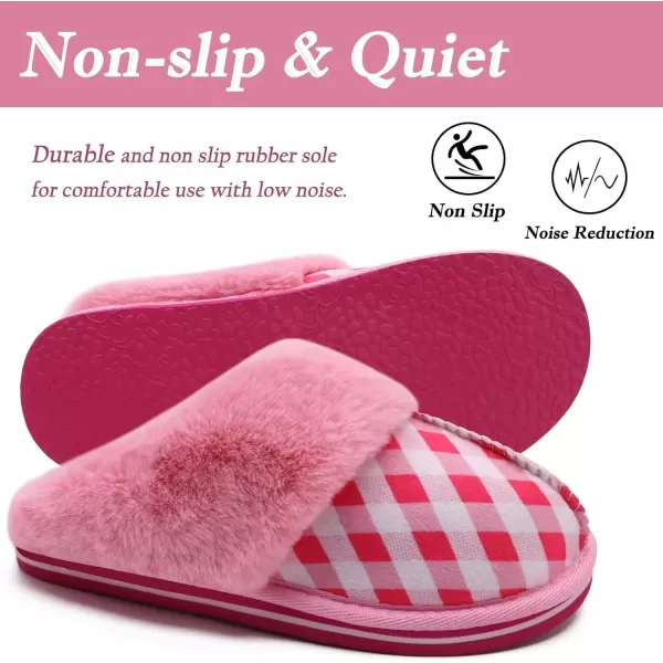 KuaiLu Womens Fluff Dual Memory Foam Slippers Ladies Cozy Arch Support Warm Scuff Slippers Slip on Comfy Winter House Shoes with Non-Slip Indoor Outdoor Hard Sole
