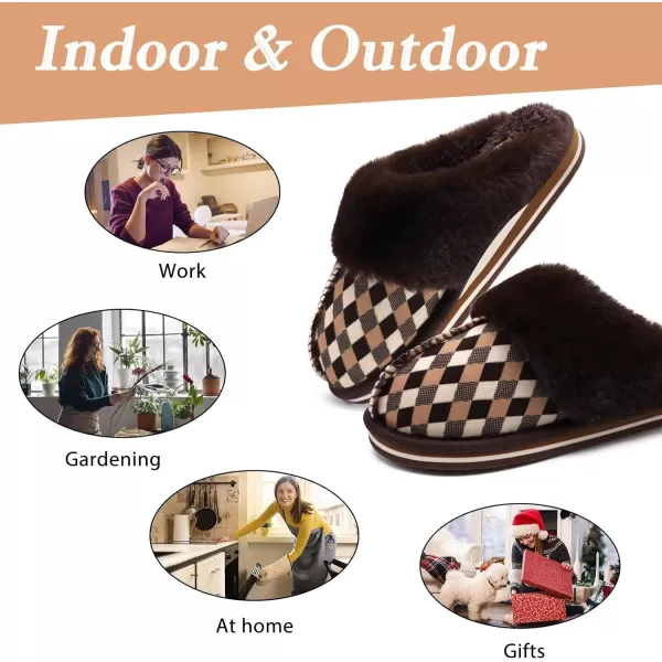 KuaiLu Womens Fluff Dual Memory Foam Slippers Ladies Cozy Arch Support Warm Scuff Slippers Slip on Comfy Winter House Shoes with Non-Slip Indoor Outdoor Hard Sole