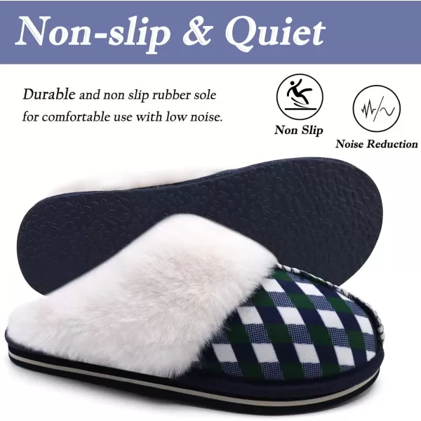 KuaiLu Womens Fluff Dual Memory Foam Slippers Ladies Cozy Arch Support Warm Scuff Slippers Slip on Comfy Winter House Shoes with Non-Slip Indoor Outdoor Hard Sole