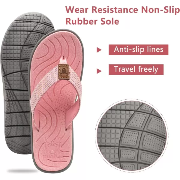 KuaiLu Women's Non-Slip Casual Flip Flop Thong Sandals