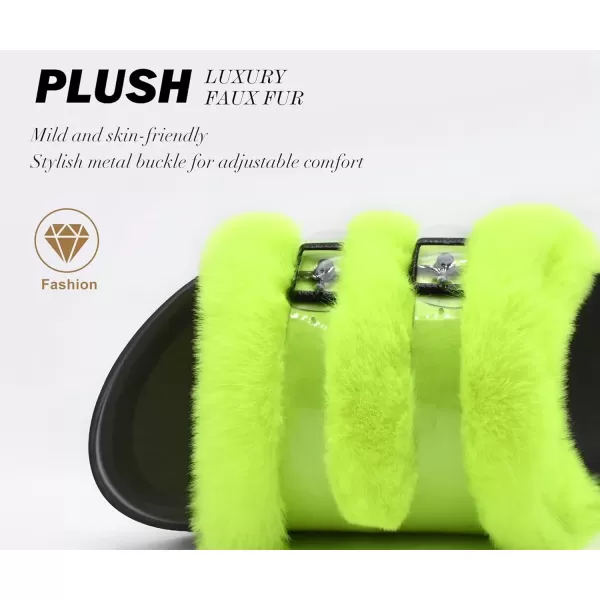 KuaiLu Womens Platform Slipper with Arch Support Soft Cushion Faux Fur Sandals Open Toe House Slipper Fluffy Slides Indoor Outdoor,6~12