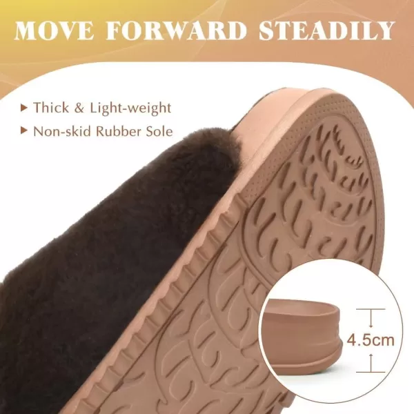 KuaiLu Womens Platform Slipper with Arch Support Soft Cushion Faux Fur Sandals Open Toe House Slipper Fluffy Slides Indoor Outdoor,6~12