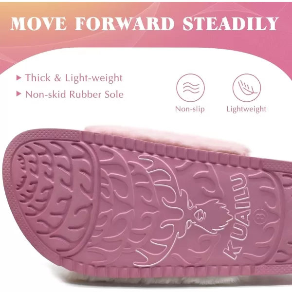 KuaiLu Womens Platform Slipper with Arch Support Soft Cushion Faux Fur Sandals Open Toe House Slipper Fluffy Slides Indoor Outdoor,6~12
