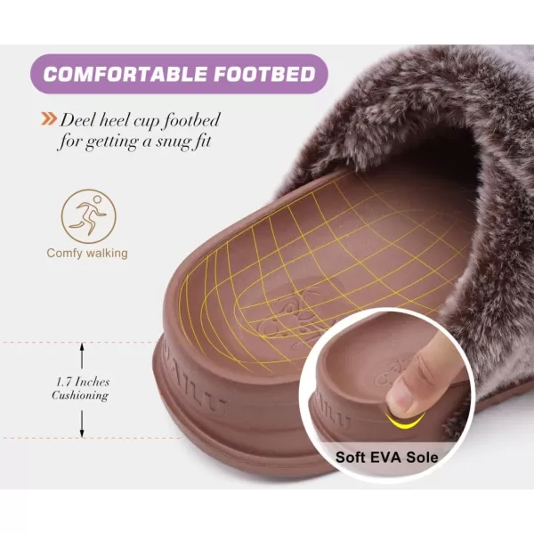 KuaiLu Womens Platform Slipper with Arch Support Soft Cushion Faux Fur Sandals Open Toe House Slipper Fluffy Slides Indoor Outdoor,6~12