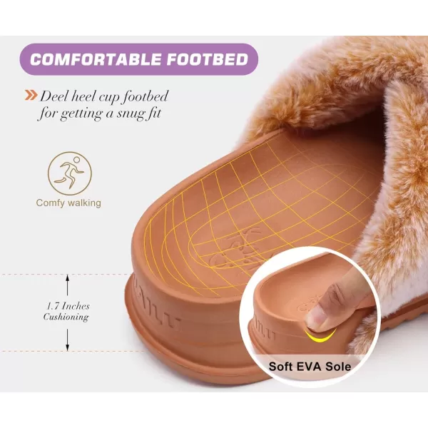 KuaiLu Womens Platform Slipper with Arch Support Soft Cushion Faux Fur Sandals Open Toe House Slipper Fluffy Slides Indoor Outdoor,6~12