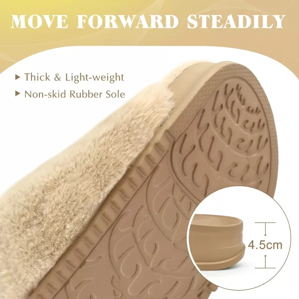 KuaiLu Womens Platform Slipper with Arch Support Soft Cushion Faux Fur Sandals Open Toe House Slipper Fluffy Slides Indoor Outdoor,6~12