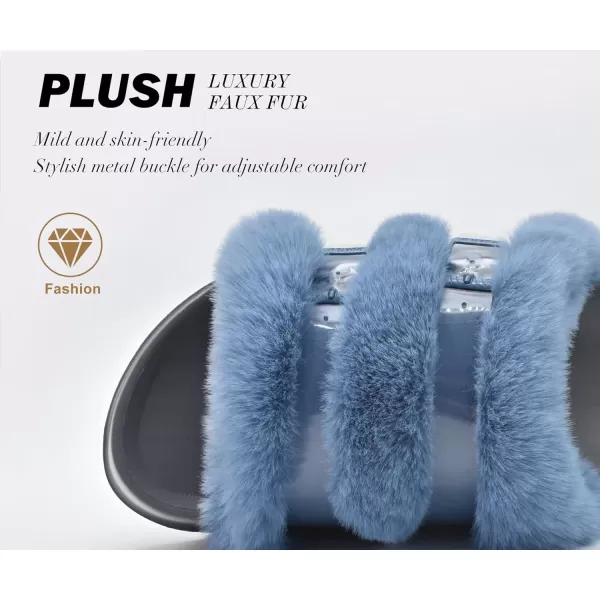 KuaiLu Womens Platform Slipper with Arch Support Soft Cushion Faux Fur Sandals Open Toe House Slipper Fluffy Slides Indoor Outdoor,6~12