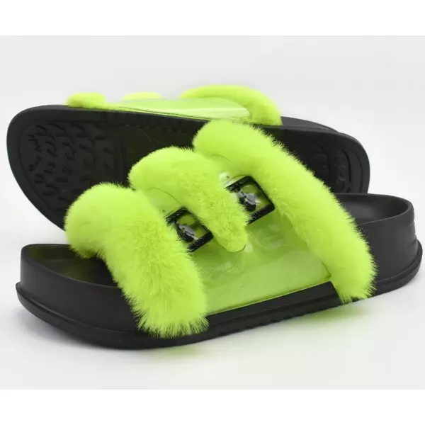 KuaiLu Womens Platform Slipper with Arch Support Soft Cushion Faux Fur Sandals Open Toe House Slipper Fluffy Slides Indoor Outdoor,6~12
