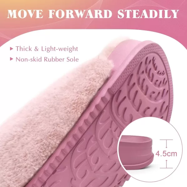 KuaiLu Womens Platform Slipper with Arch Support Soft Cushion Faux Fur Sandals Open Toe House Slipper Fluffy Slides Indoor Outdoor,6~12