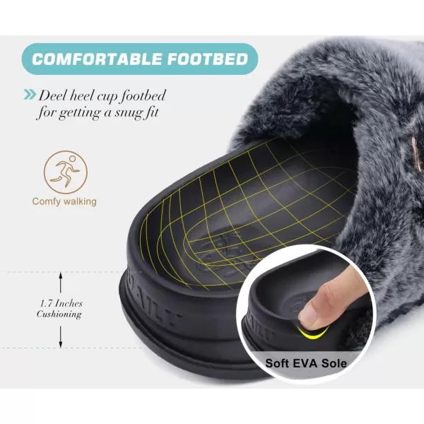 KuaiLu Womens Platform Slipper with Arch Support Soft Cushion Faux Fur Sandals Open Toe House Slipper Fluffy Slides Indoor Outdoor,6~12