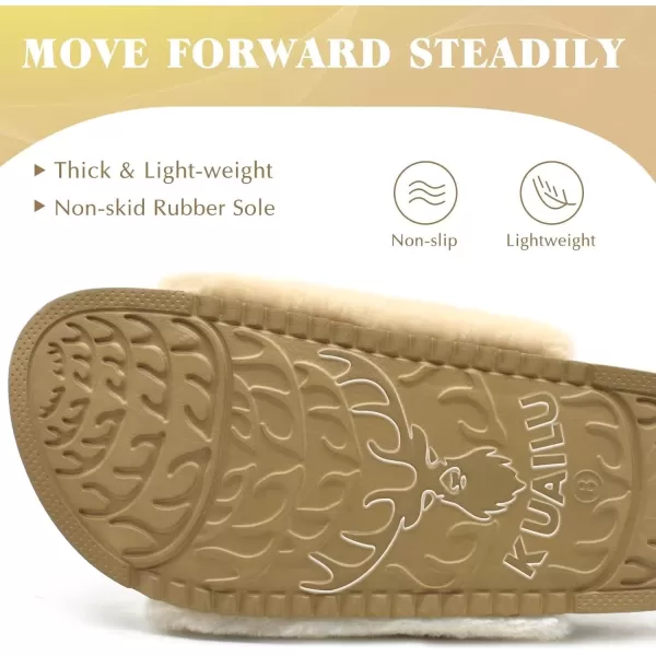 KuaiLu Womens Platform Slipper with Arch Support Soft Cushion Faux Fur Sandals Open Toe House Slipper Fluffy Slides Indoor Outdoor,6~12
