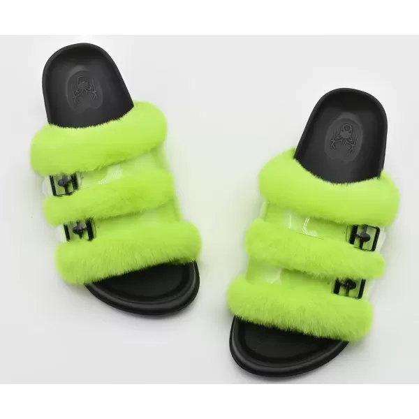 KuaiLu Womens Platform Slipper with Arch Support Soft Cushion Faux Fur Sandals Open Toe House Slipper Fluffy Slides Indoor Outdoor,6~12