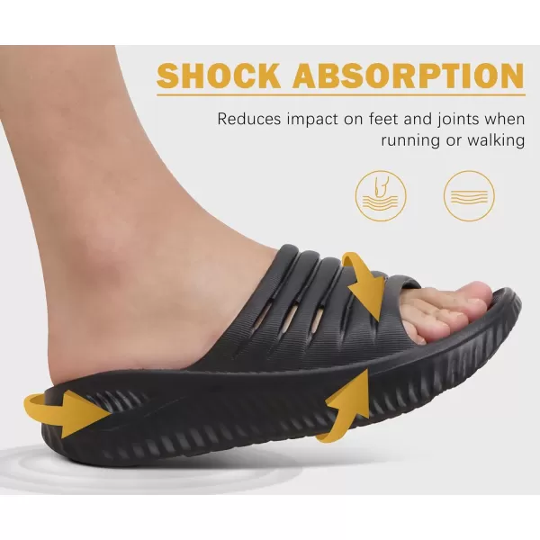 KuaiLu Womens Recovery Sandals With Comfortable Plantar Fasciitis Support,Ladies Orthotic Open Toe Sport Slides Thick Cushion Reduces Stress on Feet,Joints &amp; Back Post-Exercise