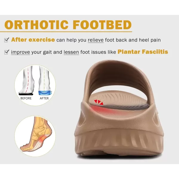 KuaiLu Womens Recovery Sandals With Comfortable Plantar Fasciitis Support,Ladies Orthotic Open Toe Sport Slides Thick Cushion Reduces Stress on Feet,Joints &amp; Back Post-Exercise