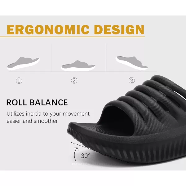 KuaiLu Womens Recovery Sandals With Comfortable Plantar Fasciitis Support,Ladies Orthotic Open Toe Sport Slides Thick Cushion Reduces Stress on Feet,Joints &amp; Back Post-Exercise