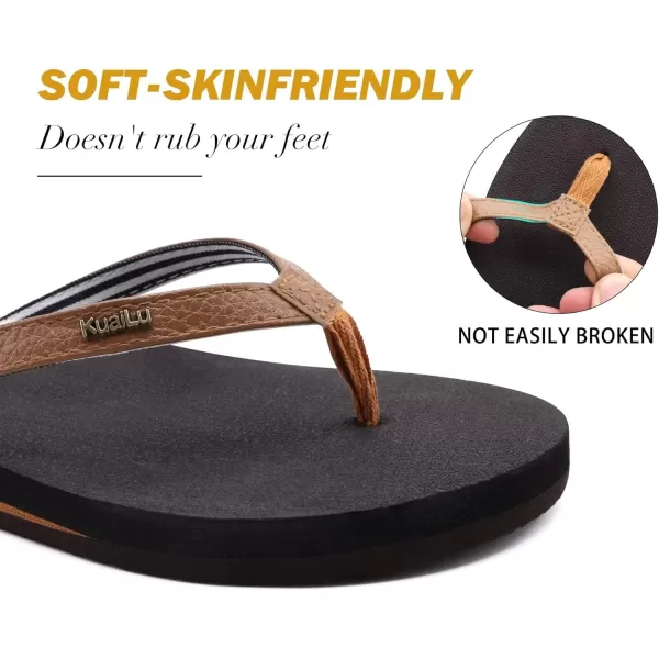 KuaiLu Women's Yoga Foam Flip Flops with Arch Support Thong Sandals Non-Slip
