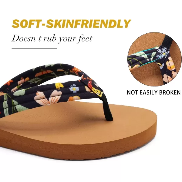 KuaiLu Women's Yoga Foam Flip Flops with Arch Support Thong Sandals Non-Slip