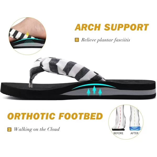 KuaiLu Women's Yoga Foam Flip Flops with Arch Support Thong Sandals Non-Slip