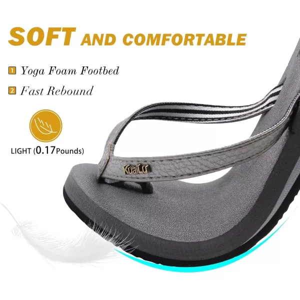 KuaiLu Women's Yoga Foam Flip Flops with Arch Support Thong Sandals Non-Slip