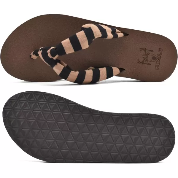 KuaiLu Women's Yoga Foam Flip Flops with Arch Support Thong Sandals Non-Slip