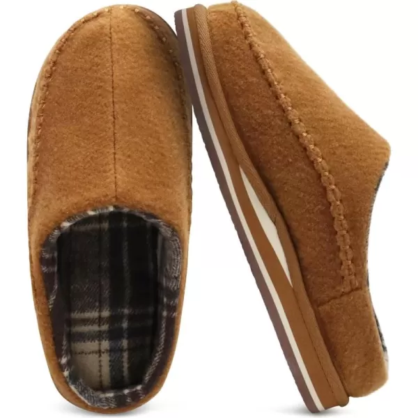 KuaiLu Mens Memory Foam Clog Slippers Comfy Handmade Stitch Microsuede Slip-on House Shoes With Arch Support Warm Faux Fur Lined Rubber Sole Indoor Outdoor